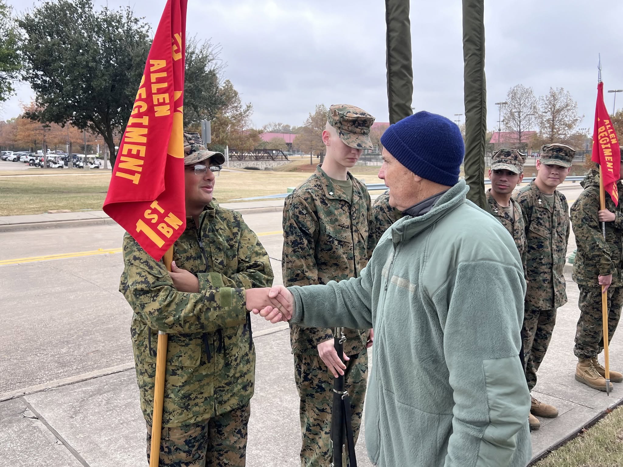 Keith Self greeting service members
